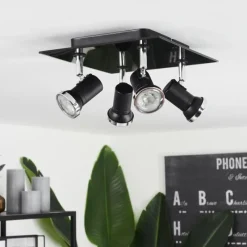 hofstein Plafonnier Lanrigan Chrome, Noir, 4 lumières