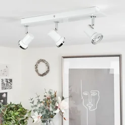 hofstein Plafonnier Lanrigan LED Chrome, Blanc, 3 lumières