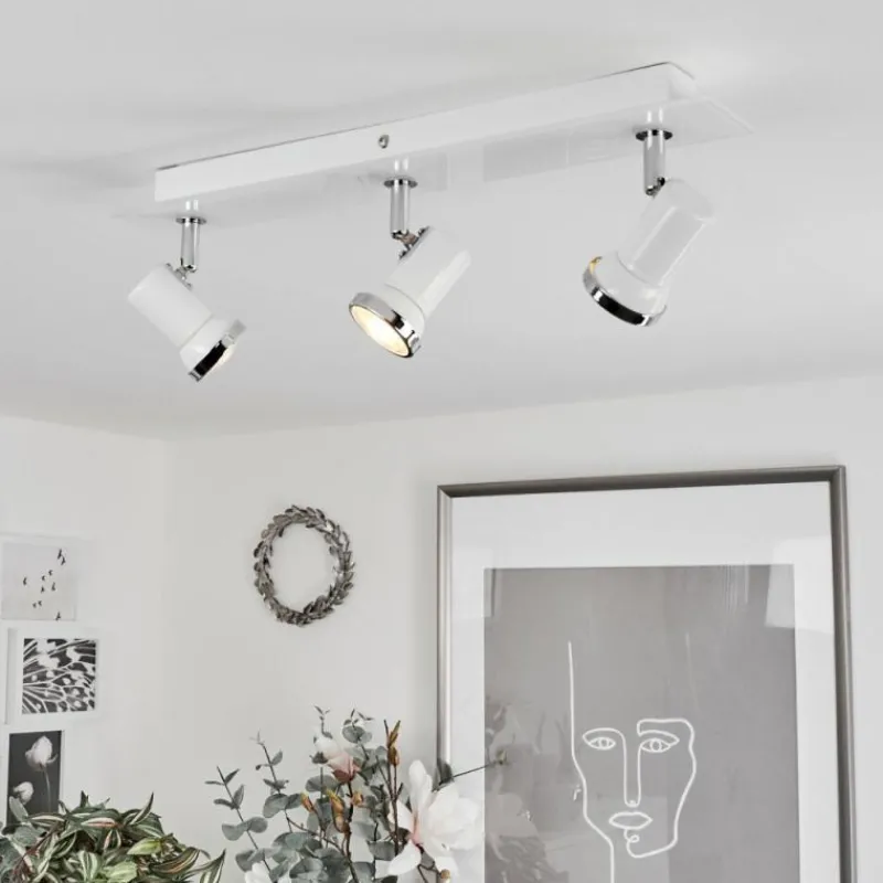 hofstein Plafonnier Lanrigan LED Chrome, Blanc, 3 lumières