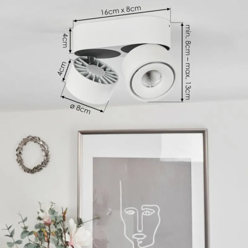 hofstein Plafonnier Laonsana LED Noir, Blanc, 2 lumières