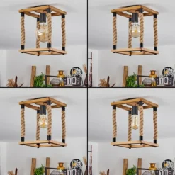 Style Boho-Chic-hofstein Plafonnier Lautremen Brun, Écru, Noir, 1 lumière