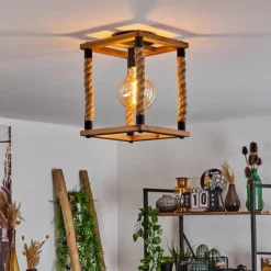 Style Boho-Chic-hofstein Plafonnier Lautremen Brun, Écru, Noir, 1 lumière