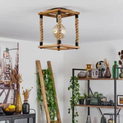 Style Boho-Chic-hofstein Plafonnier Lautremen Brun, Écru, Noir, 1 lumière