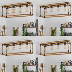 Lampes Industrielles-hofstein Plafonnier Lautremen Brun, Écru, Noir, 4 lumières