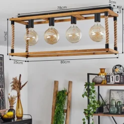 Lampes Industrielles-hofstein Plafonnier Lautremen Brun, Écru, Noir, 4 lumières