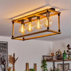 Lampes Industrielles-hofstein Plafonnier Lautremen Brun, Écru, Noir, 4 lumières