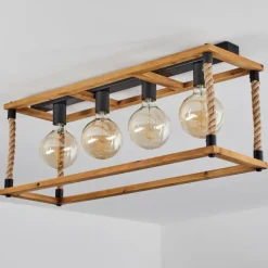 Lampes Industrielles-hofstein Plafonnier Lautremen Brun, Écru, Noir, 4 lumières