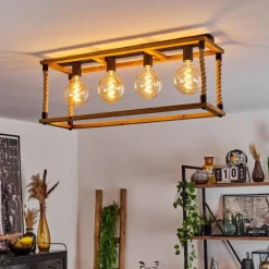 Lampes Industrielles-hofstein Plafonnier Lautremen Brun, Écru, Noir, 4 lumières