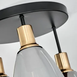 Suspension Verre Fumé-hofstein Plafonnier Lincura Laiton, Noir, 3 lumières