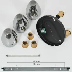 Suspension Verre Fumé-hofstein Plafonnier Lincura Laiton, Noir, 3 lumières