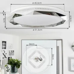 hofstein Plafonnier Lisei LED Blanc, 1 lumière, Télécommandes, Changeur de couleurs