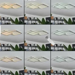 hofstein Plafonnier Longos LED Aluminium, 1 lumière, Télécommandes