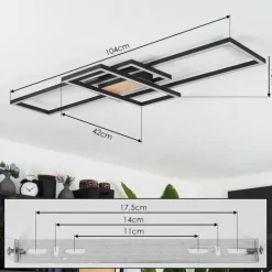 Lampes En Bois-hofstein Plafonnier Longos LED Brun, Couleur bois, Noir, 1 lumière