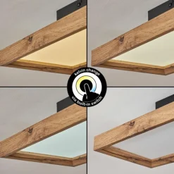 Luminaires Scandinaves-hofstein Plafonnier Longvic LED Brun, Couleur bois, Noir, 1 lumière