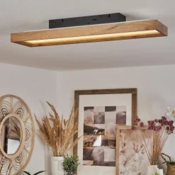 Luminaires Scandinaves-hofstein Plafonnier Longvic LED Brun, Couleur bois, Noir, 1 lumière
