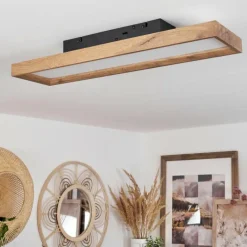 Luminaires Scandinaves-hofstein Plafonnier Longvic LED Brun, Couleur bois, Noir, 1 lumière