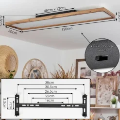 Luminaires Scandinaves-hofstein Plafonnier Longvic LED Brun, Couleur bois, Noir, 1 lumière