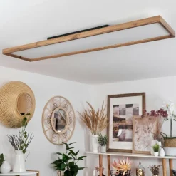 Luminaires Scandinaves-hofstein Plafonnier Longvic LED Brun, Couleur bois, Noir, 1 lumière