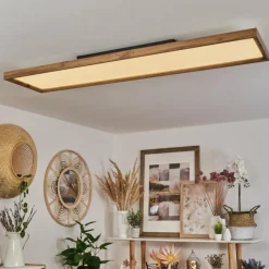 Luminaires Scandinaves-hofstein Plafonnier Longvic LED Brun, Couleur bois, Noir, 1 lumière