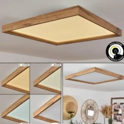 Luminaires Scandinaves-hofstein Plafonnier Longvic LED Brun, Couleur bois, Noir, 1 lumière