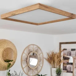 Luminaires Scandinaves-hofstein Plafonnier Longvic LED Brun, Couleur bois, Noir, 1 lumière