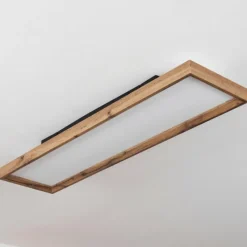 Luminaires Scandinaves-hofstein Plafonnier Longvic LED Brun, Couleur bois, Noir, 1 lumière