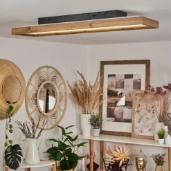 Luminaires Scandinaves-hofstein Plafonnier Longvic LED Brun, Couleur bois, Noir, 1 lumière