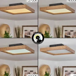 Luminaires Scandinaves-hofstein Plafonnier Longvic LED Brun, Couleur bois, Noir, 1 lumière