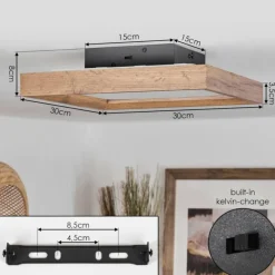 Luminaires Scandinaves-hofstein Plafonnier Longvic LED Brun, Couleur bois, Noir, 1 lumière