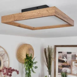 Luminaires Scandinaves-hofstein Plafonnier Longvic LED Brun, Couleur bois, Noir, 1 lumière