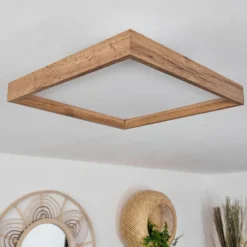 Luminaires Scandinaves-hofstein Plafonnier Longvic LED Brun, Couleur bois, Noir, 1 lumière