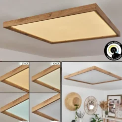 Luminaires Scandinaves-hofstein Plafonnier Longvic LED Brun, Couleur bois, Noir, 1 lumière