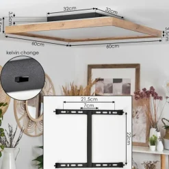 Luminaires Scandinaves-hofstein Plafonnier Longvic LED Brun, Couleur bois, Noir, 1 lumière