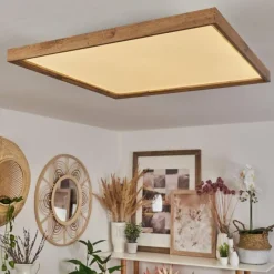 Luminaires Scandinaves-hofstein Plafonnier Longvic LED Brun, Couleur bois, Noir, 1 lumière