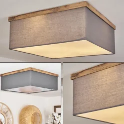 Lampes En Tissu-hofstein Plafonnier Lure Brun, Couleur bois, Noir, 3 lumières