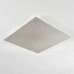 hofstein Plafonnier Madrier LED Nickel mat, Blanc, 1 lumière, Télécommandes