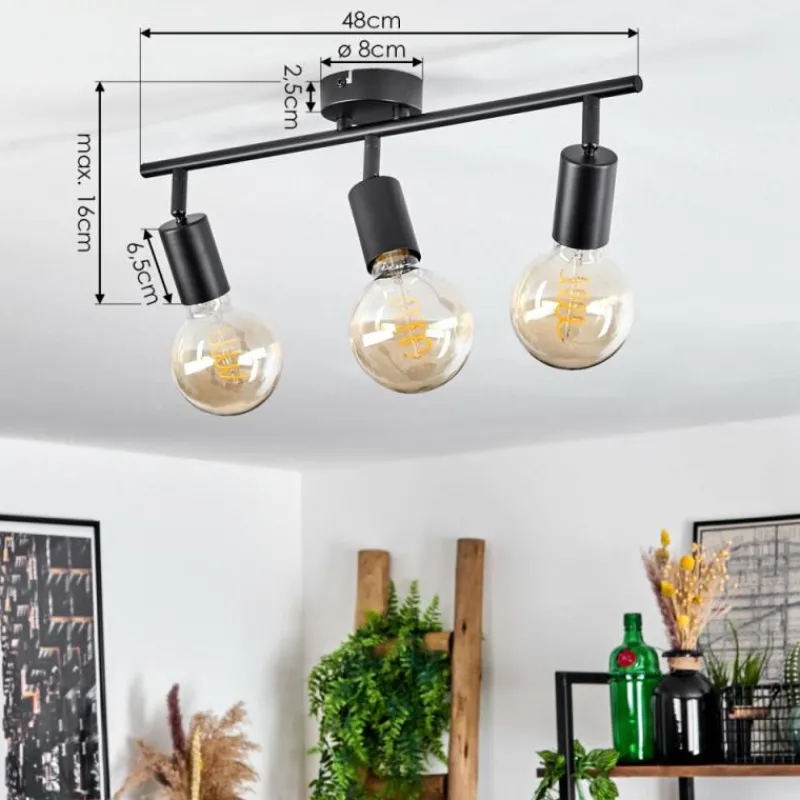 hofstein Plafonnier Maidford Noir, 3 lumières