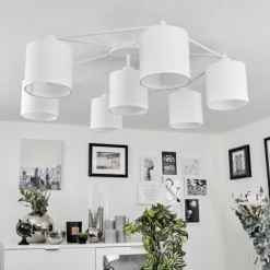Lampes En Tissu-hofstein Plafonnier Marrancos Blanc, 7 lumières
