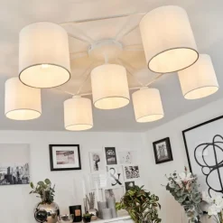 Lampes En Tissu-hofstein Plafonnier Marrancos Blanc, 7 lumières