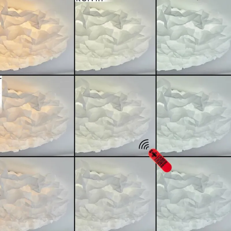 Lampes En Tissu-hofstein Plafonnier Messejana LED Blanc, 1 lumière, Télécommandes, Changeur de couleurs