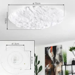 Lampes En Tissu-hofstein Plafonnier Messejana LED Blanc, 1 lumière, Télécommandes, Changeur de couleurs