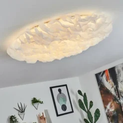 Lampes En Tissu-hofstein Plafonnier Messejana LED Blanc, 1 lumière, Télécommandes, Changeur de couleurs