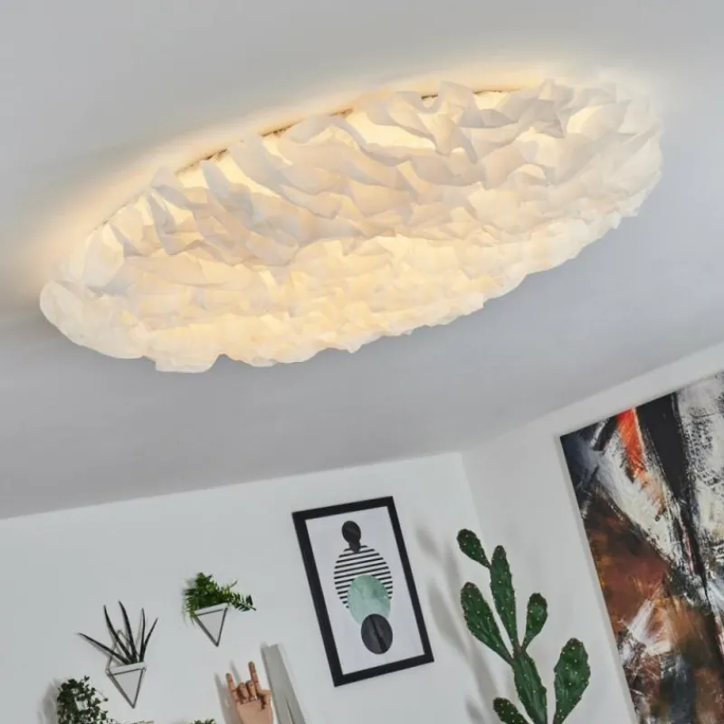 Lampes En Tissu-hofstein Plafonnier Messejana LED Blanc, 1 lumière, Télécommandes, Changeur de couleurs