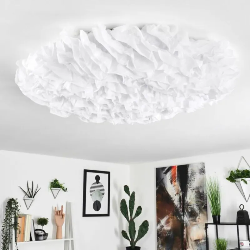 Lampes En Tissu-hofstein Plafonnier Messejana LED Blanc, 1 lumière, Télécommandes, Changeur de couleurs