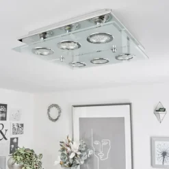 hofstein Plafonnier Mirandol LED Chrome, 6 lumières