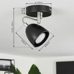 hofstein Plafonnier Moesdorf Nickel mat, Noir, 1 lumière* Plafonniers