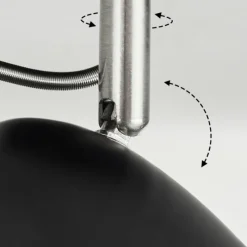 hofstein Plafonnier Moesdorf Nickel mat, Noir, 1 lumière* Plafonniers