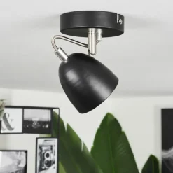 hofstein Plafonnier Moesdorf Nickel mat, Noir, 1 lumière* Plafonniers