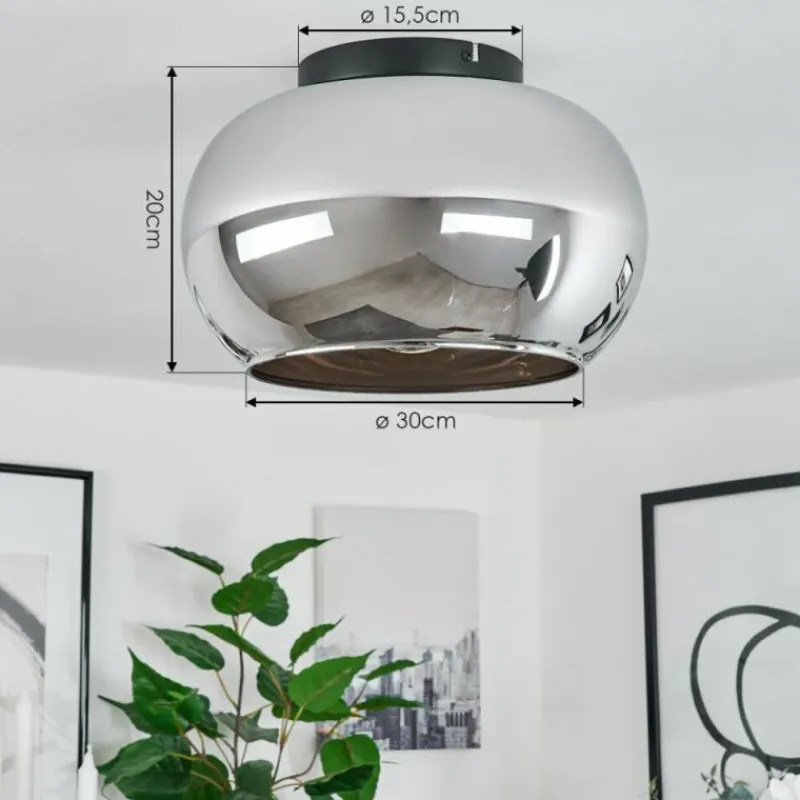 Suspension Verre Fumé-hofstein Plafonnier Molloy Chrome, Fumé, 1 lumière