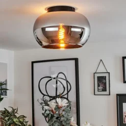 Suspension Verre Fumé-hofstein Plafonnier Molloy Chrome, Fumé, 1 lumière